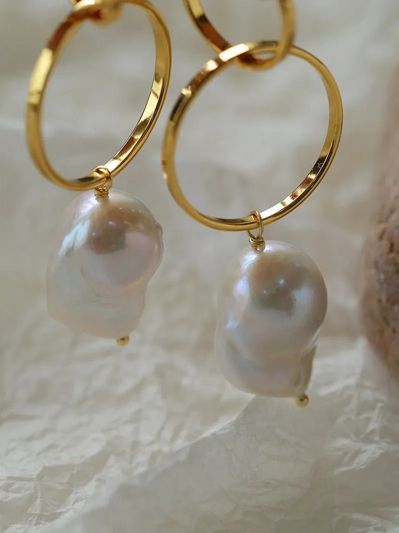 Minimalist Baroque Drop Circle Statement Earrings