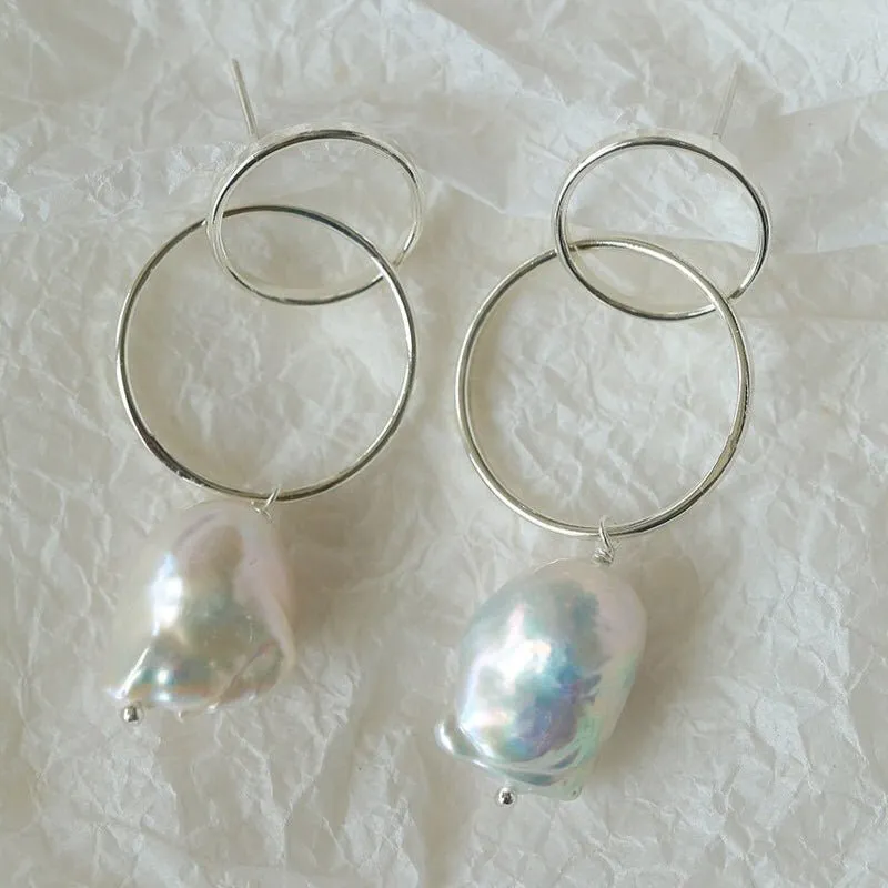 Minimalist Baroque Drop Circle Statement Earrings