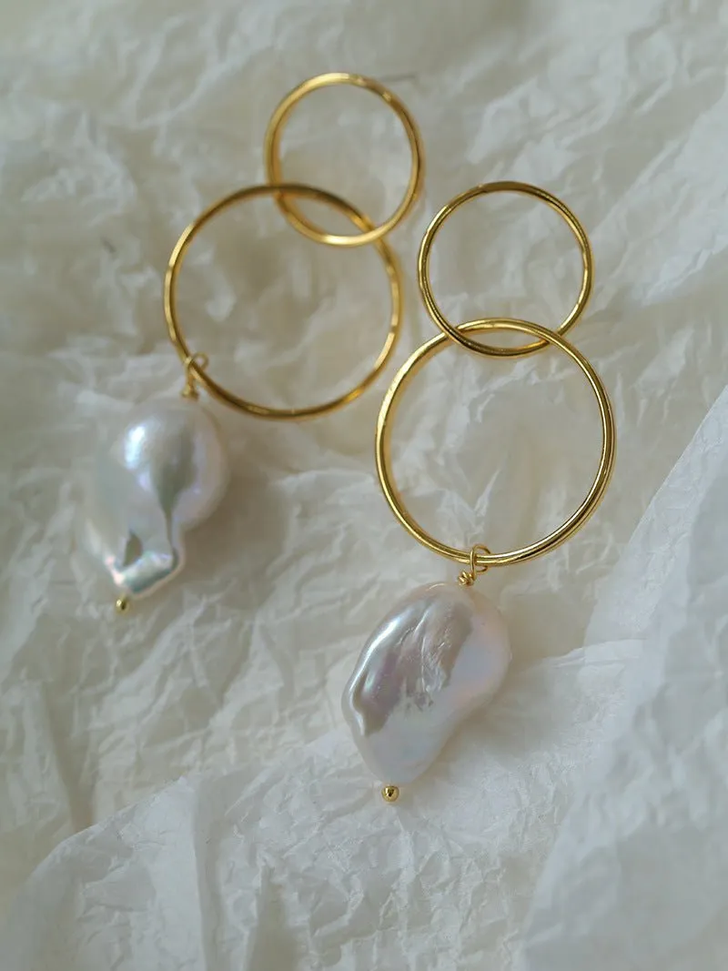 Minimalist Baroque Drop Circle Statement Earrings