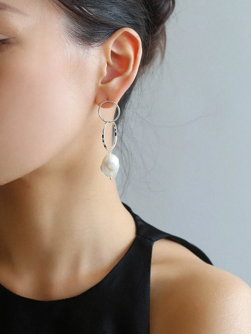 Minimalist Baroque Drop Circle Statement Earrings