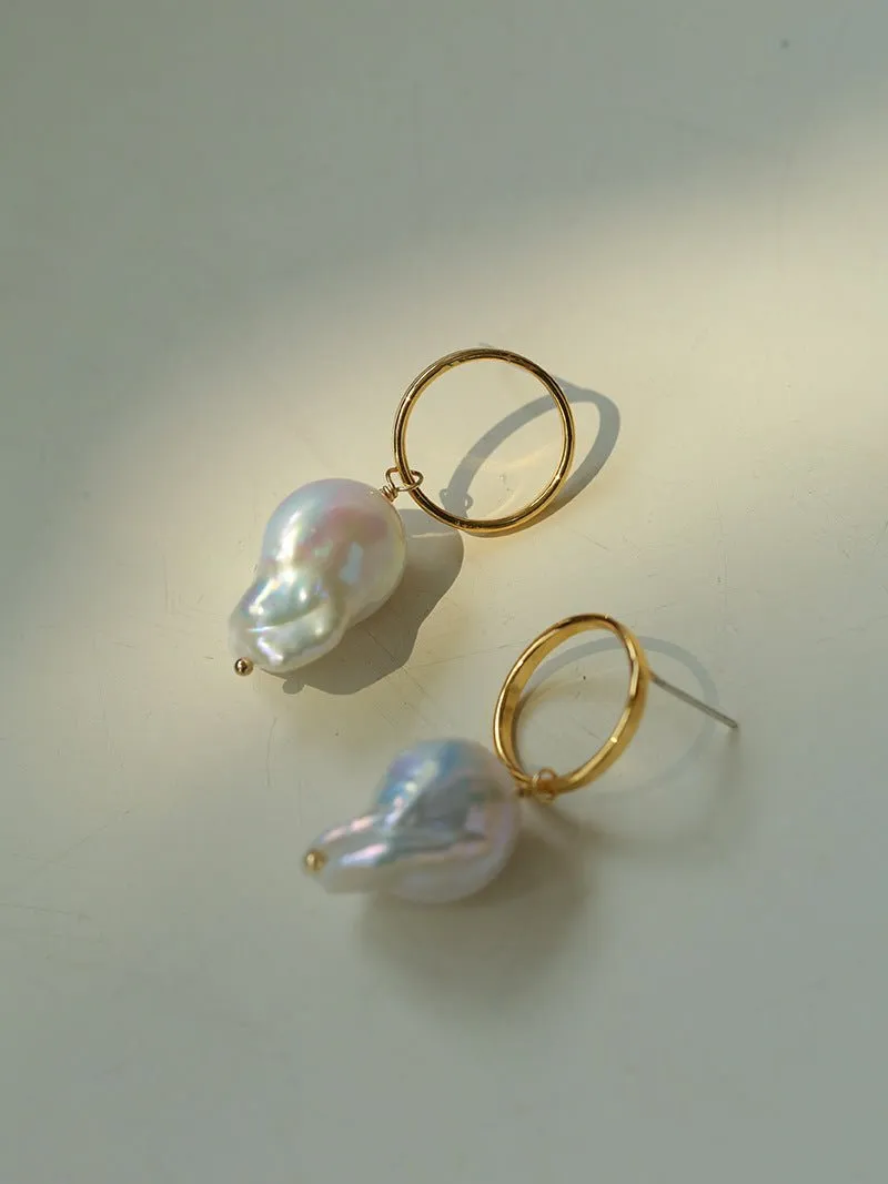 Minimalist Baroque Drop Circle Statement Earrings