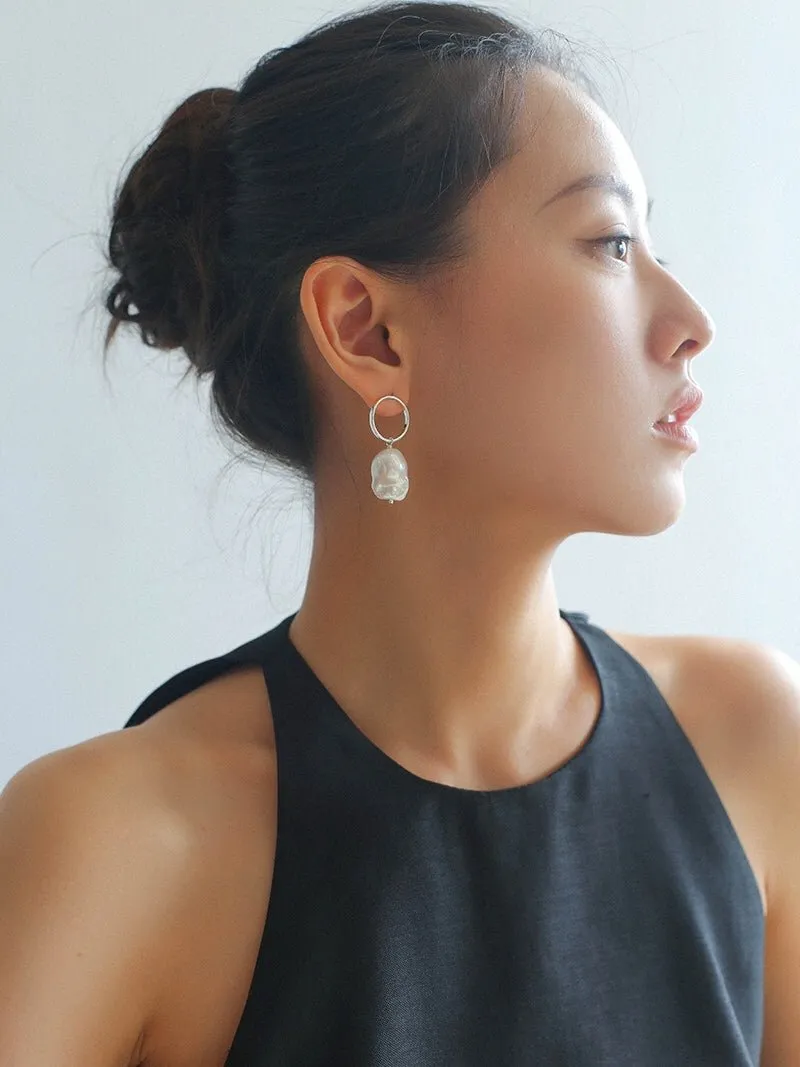 Minimalist Baroque Drop Circle Statement Earrings