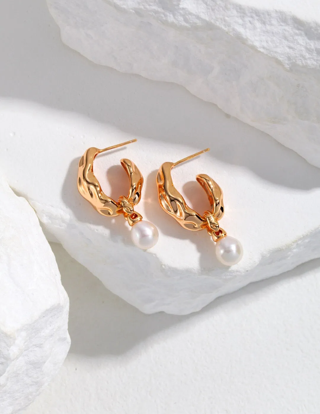 Minimalist Pearl Hoop Earrings