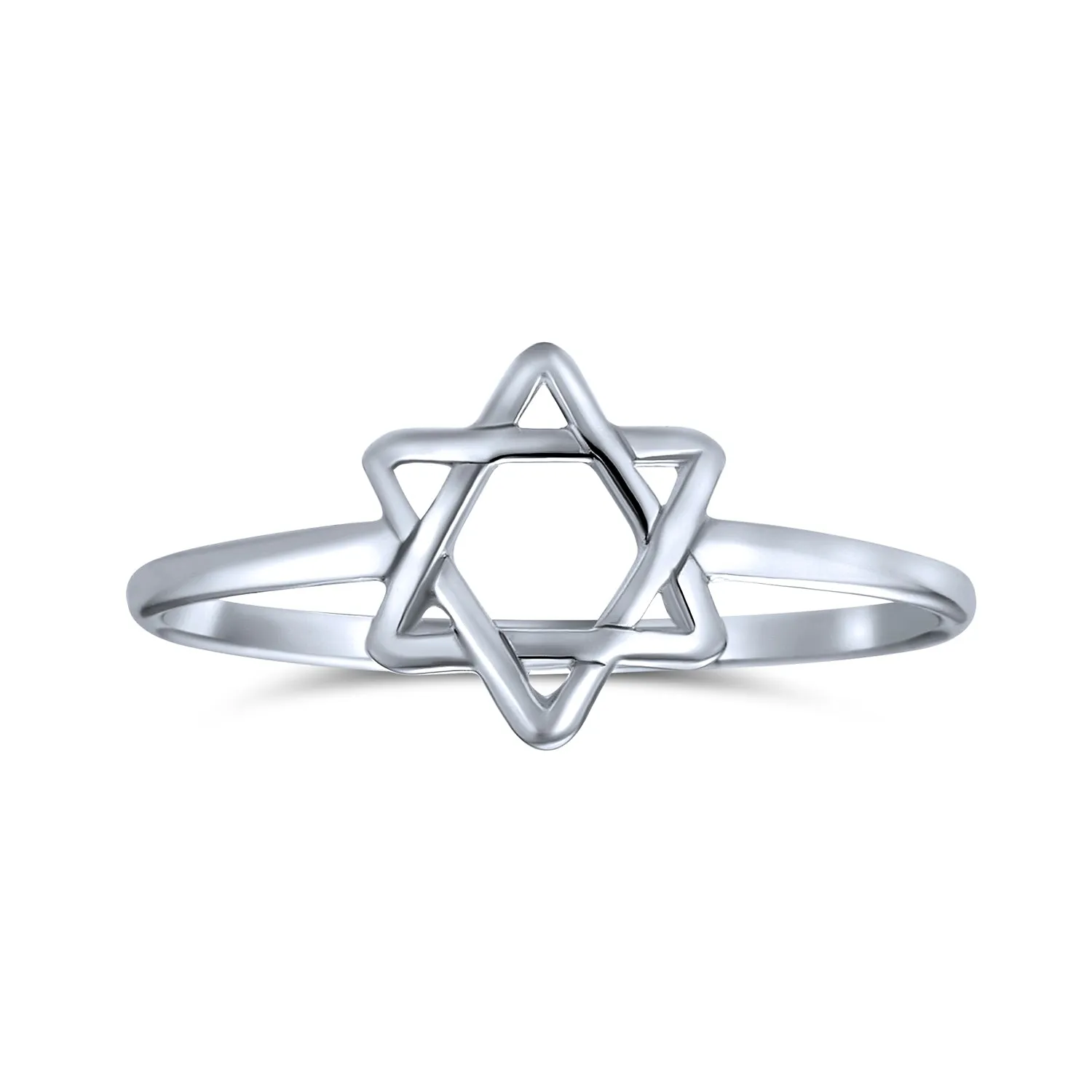 Minimalist Silver Ring with Star of David Judaic Knuckle Band Sterling