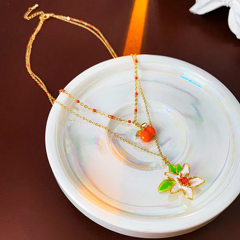 Modern Chinese Flower Flower Copper Electroplating Necklaces