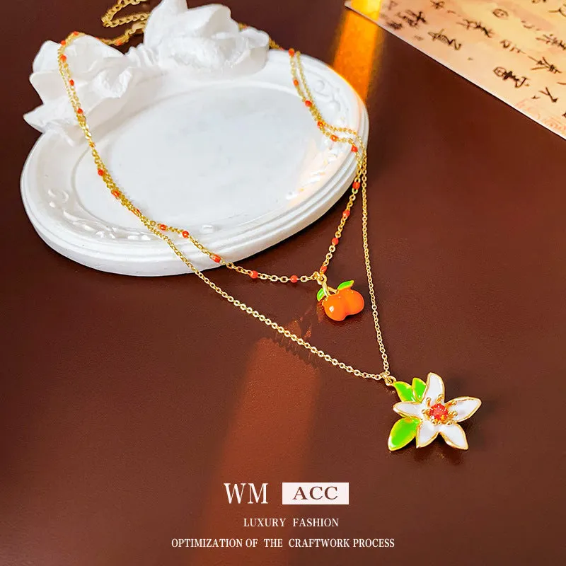 Modern Chinese Flower Flower Copper Electroplating Necklaces