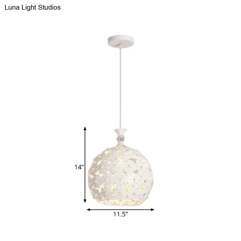 Modern Floret Drop Pendant Light with Globe Design - White Iron Ceiling Lamp