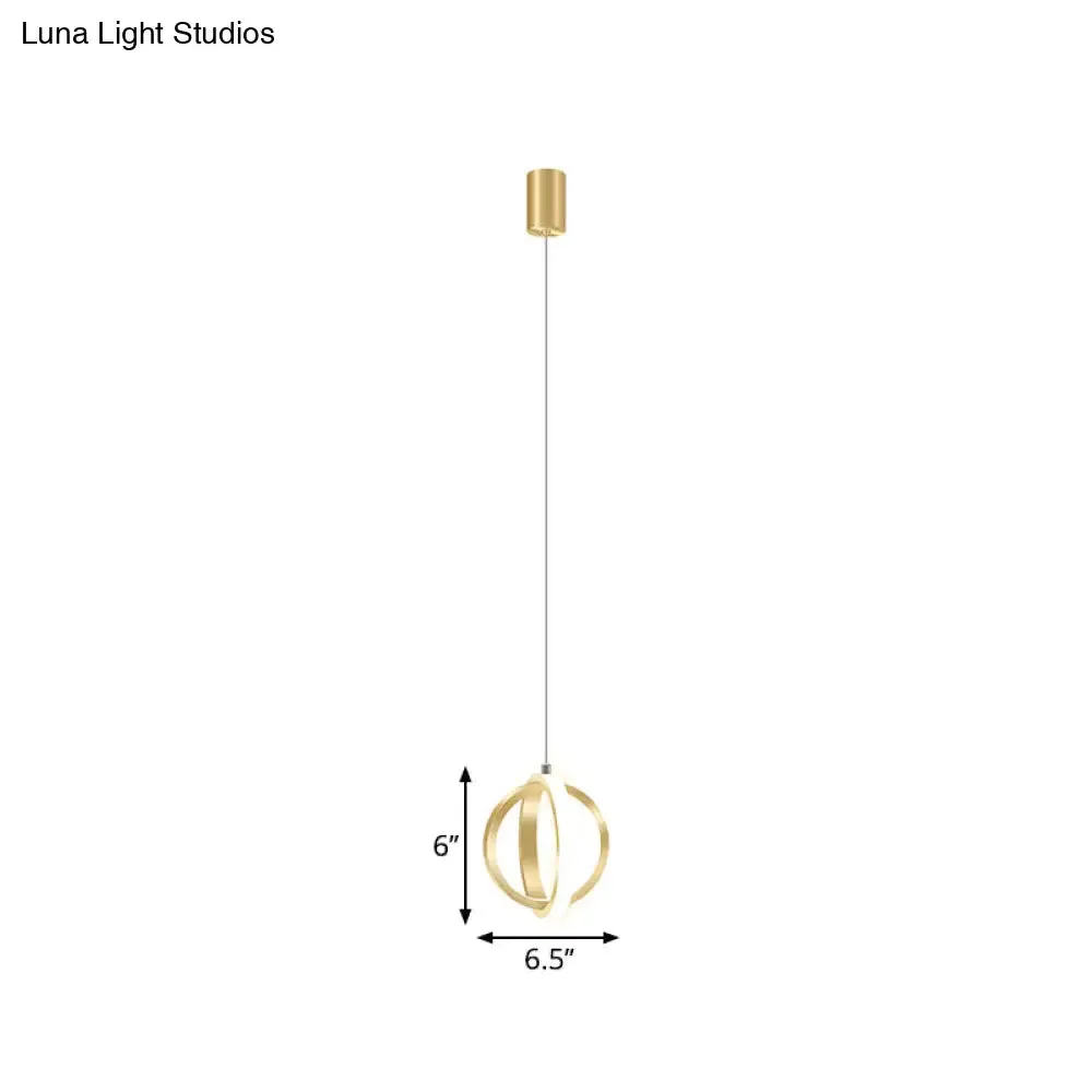 Modern LED Pendant Light: Aluminum Crossed Rings Drop Pendant in Gold - Ideal for Dining Table