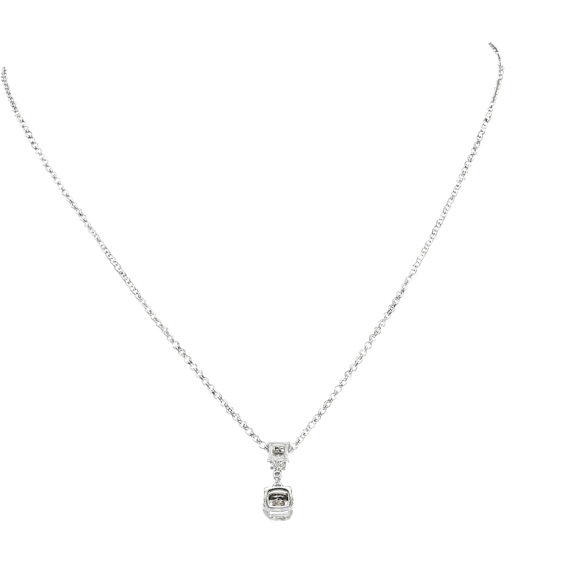 Mom White Crystal 16.5"-18.5" White Gold Plated Necklace with Cubic Zirconia Stones