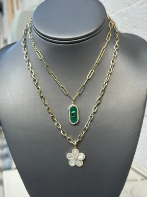 Mother of Pearl Flower Pendant Necklace