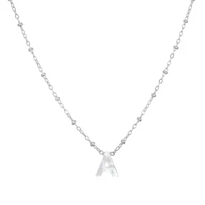 Mother of Pearl Initial Necklace-silver