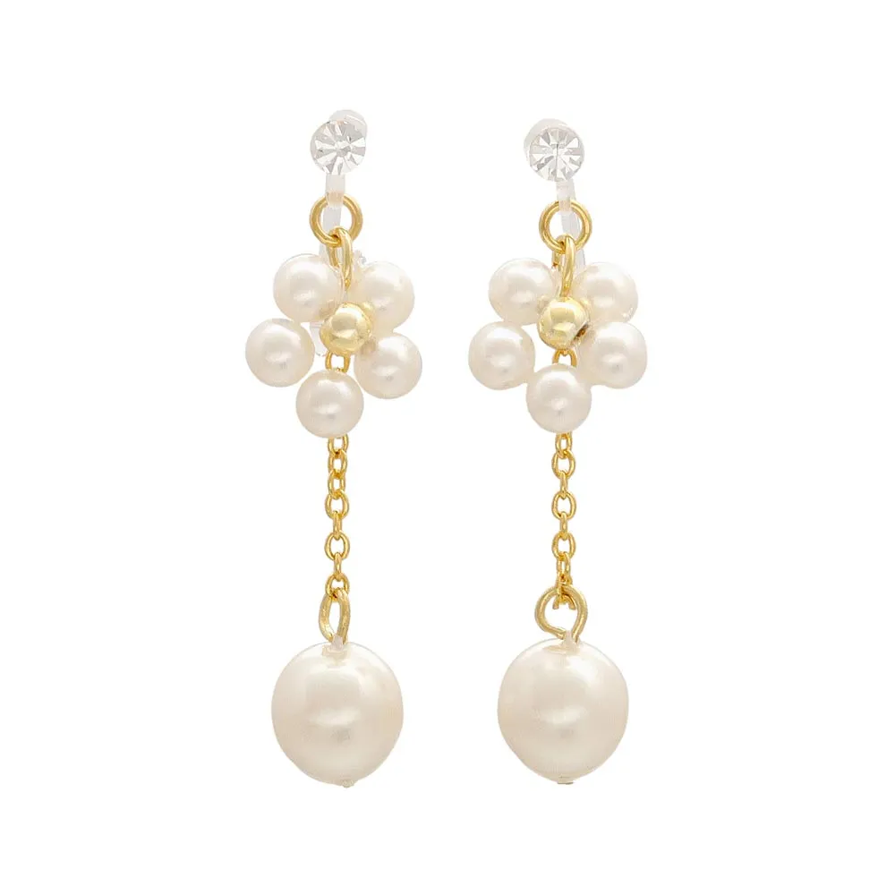 Multi Pearl Invisible Clip On Earrings