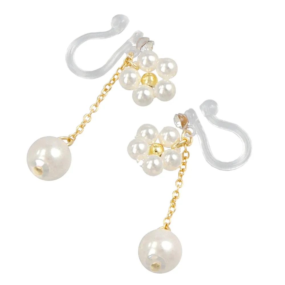 Multi Pearl Invisible Clip On Earrings