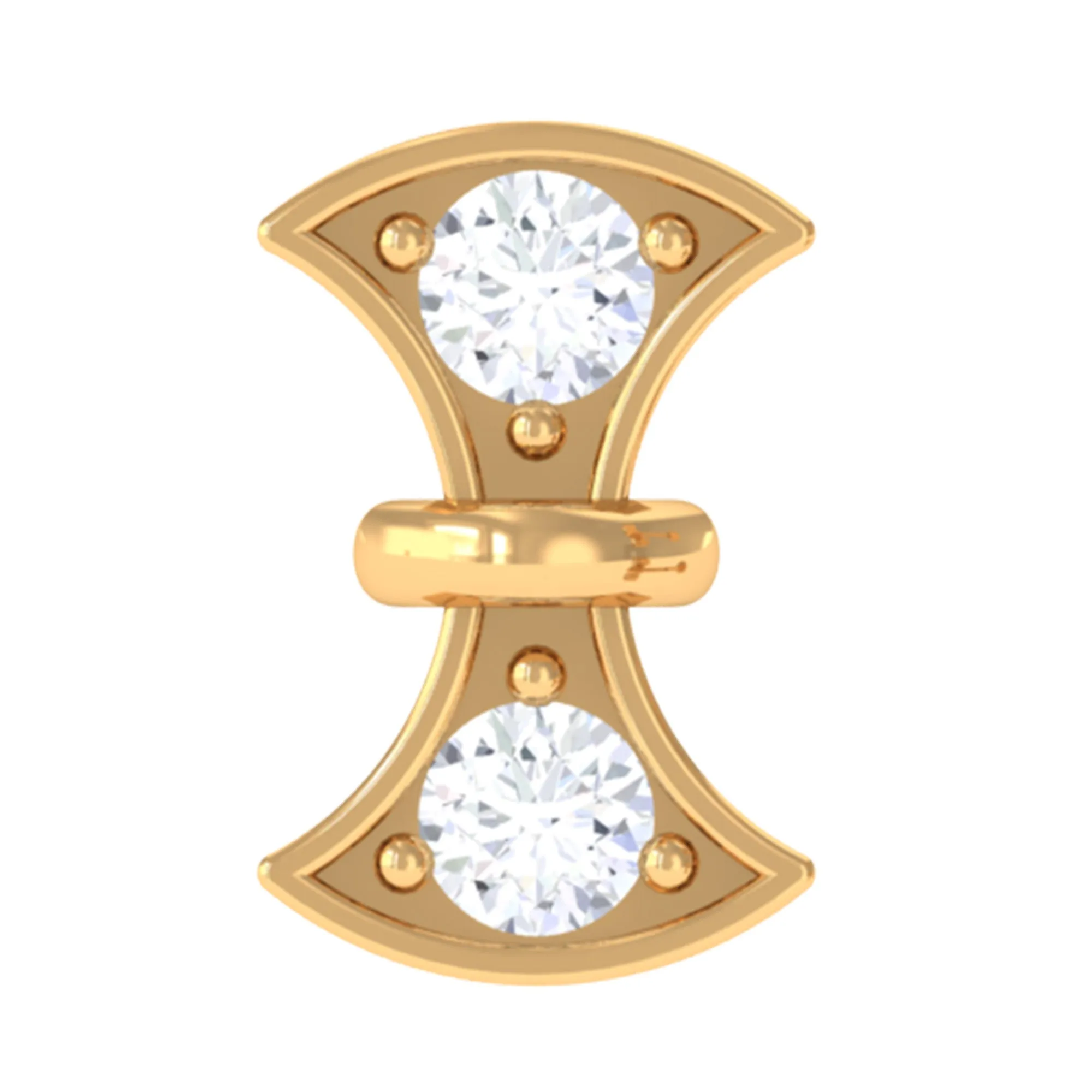 Natural Diamond Gold Axe Earring for Tragus Piercing