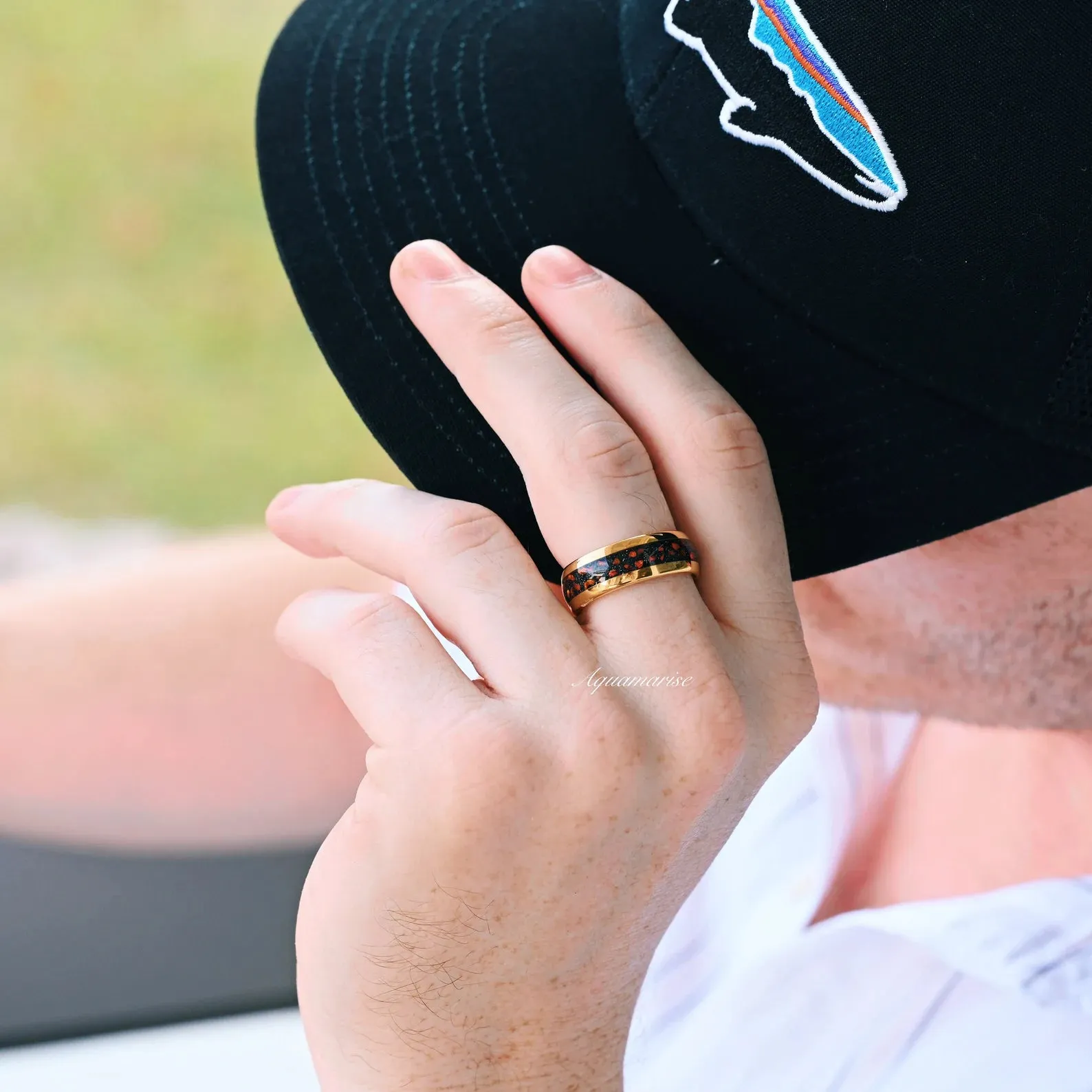 Natural Garnet & Red Fire Opal Leaf Couples Ring