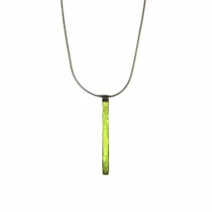 Neon Yellow Vertical Pendant - Silver