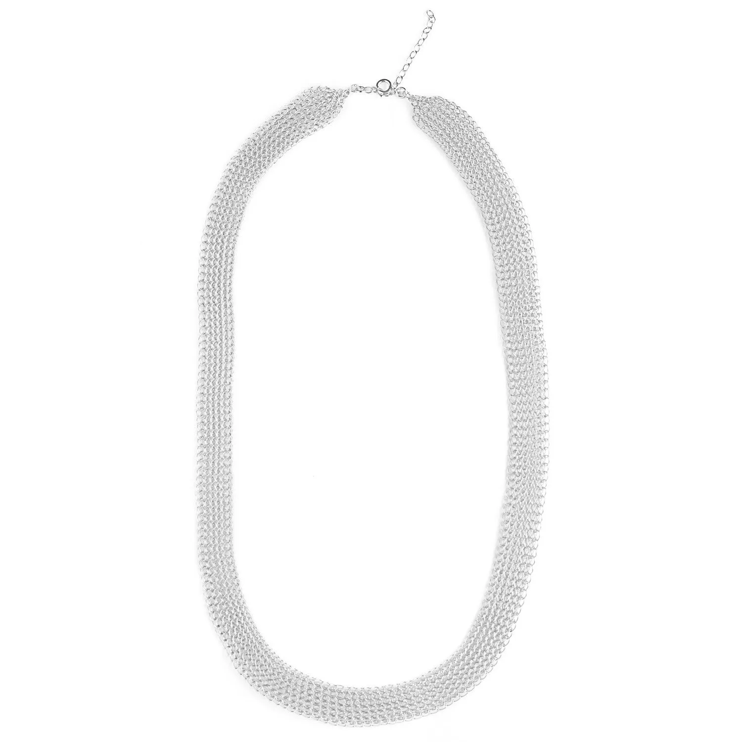 O - a modern wire crochet long necklace in silver