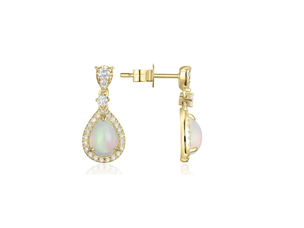 Opal and Diamond Drop Earrings