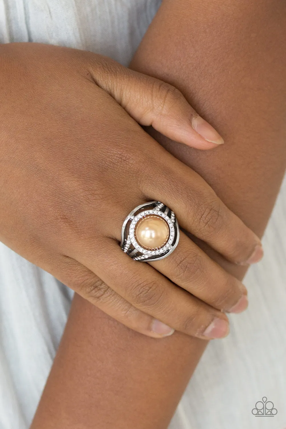 Paparazzi Ring ~ Pampered In Pearls - Brown