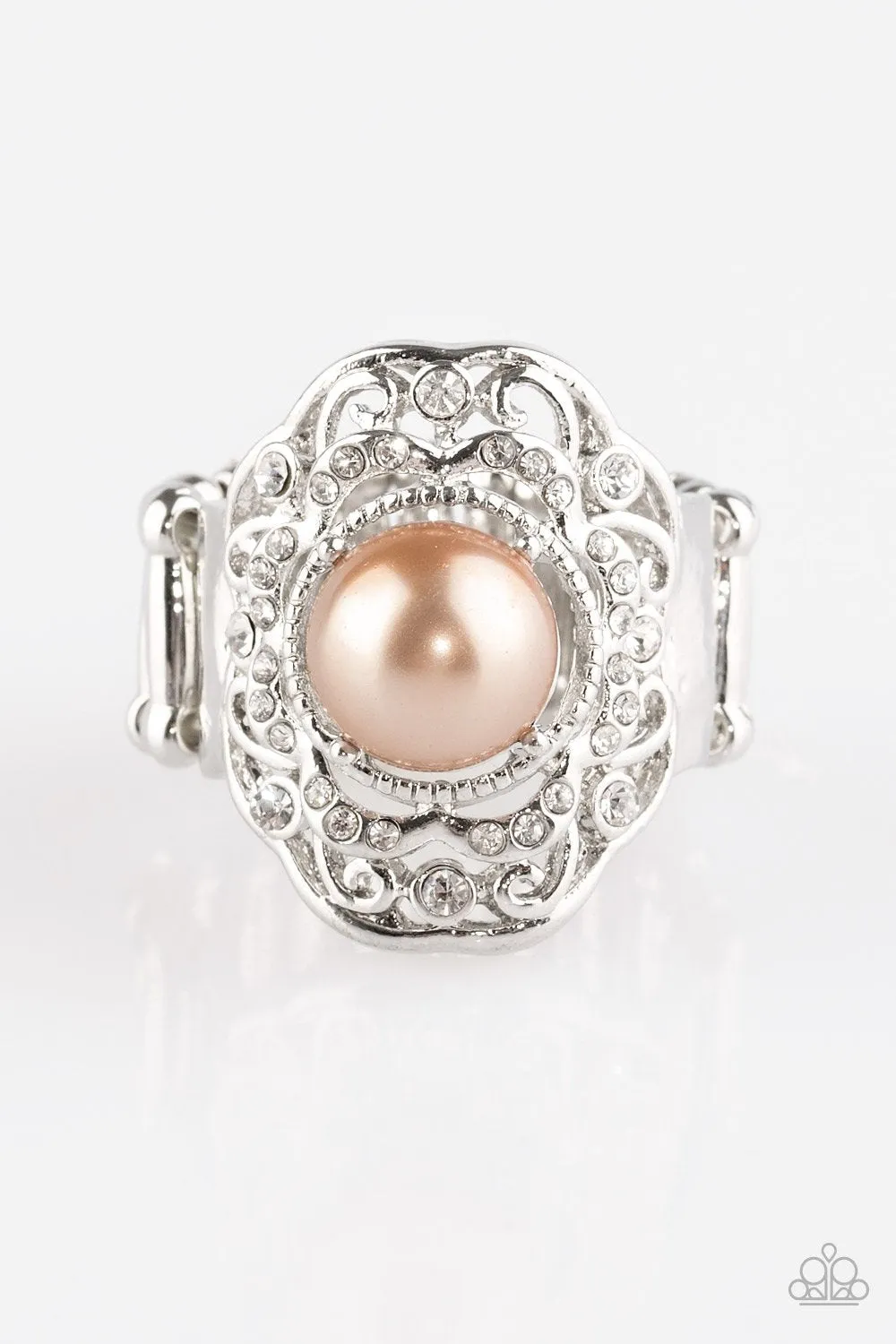 Paparazzi Ring ~ Pearl Princess - Brown