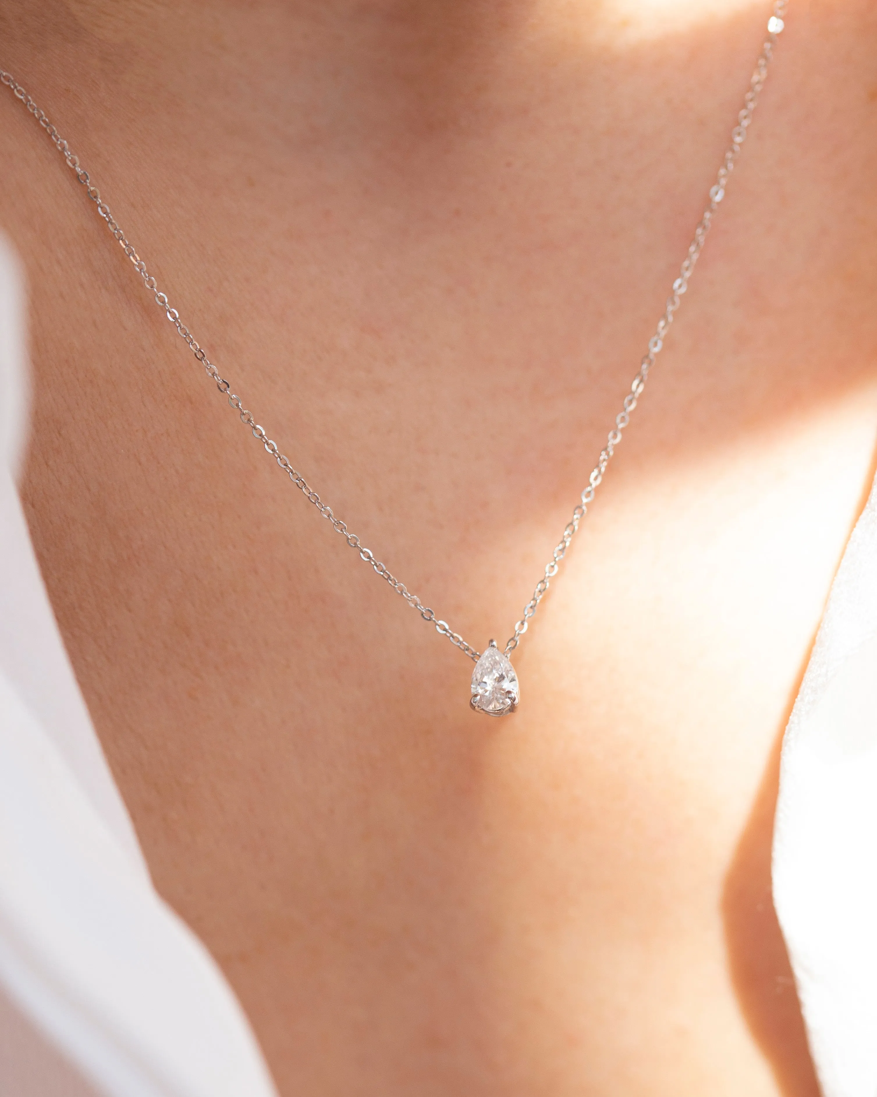 Pear Cut Diamond Solitaire Necklace