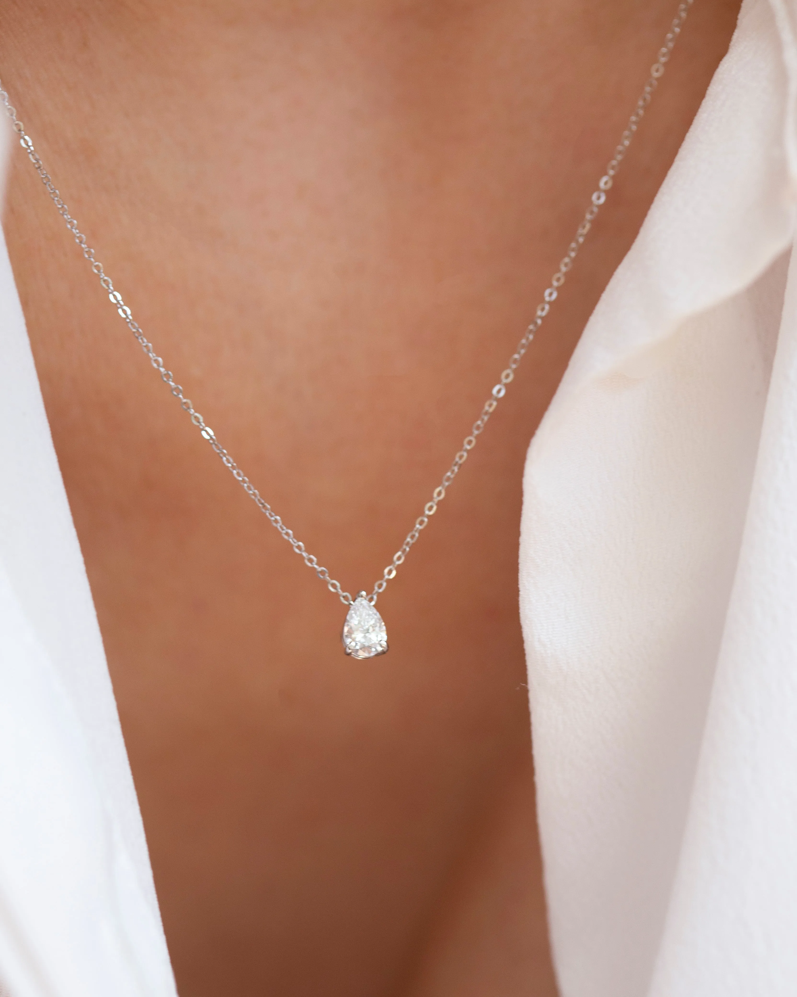 Pear Cut Diamond Solitaire Necklace