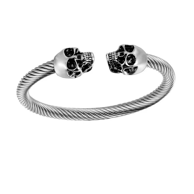 Punk Skull Stainless Steel Bracelet Mens &Women Gothic Jewelry Open Bangle Fashion Jewelry Gifts