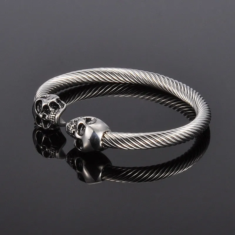 Punk Skull Stainless Steel Bracelet Mens &Women Gothic Jewelry Open Bangle Fashion Jewelry Gifts