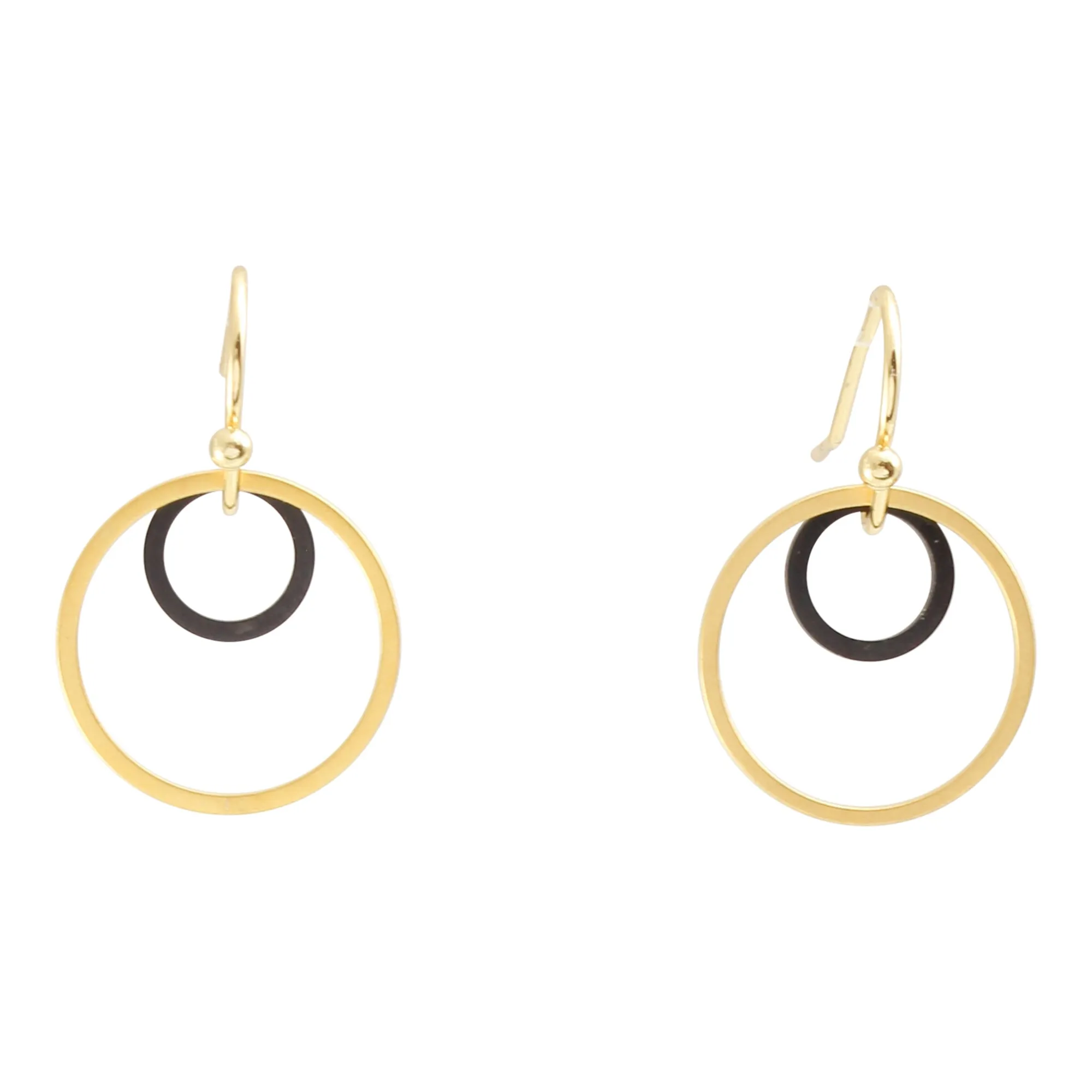 "Le Contour" Tiny Luxe Hoop Mixed Metal Black Earrings