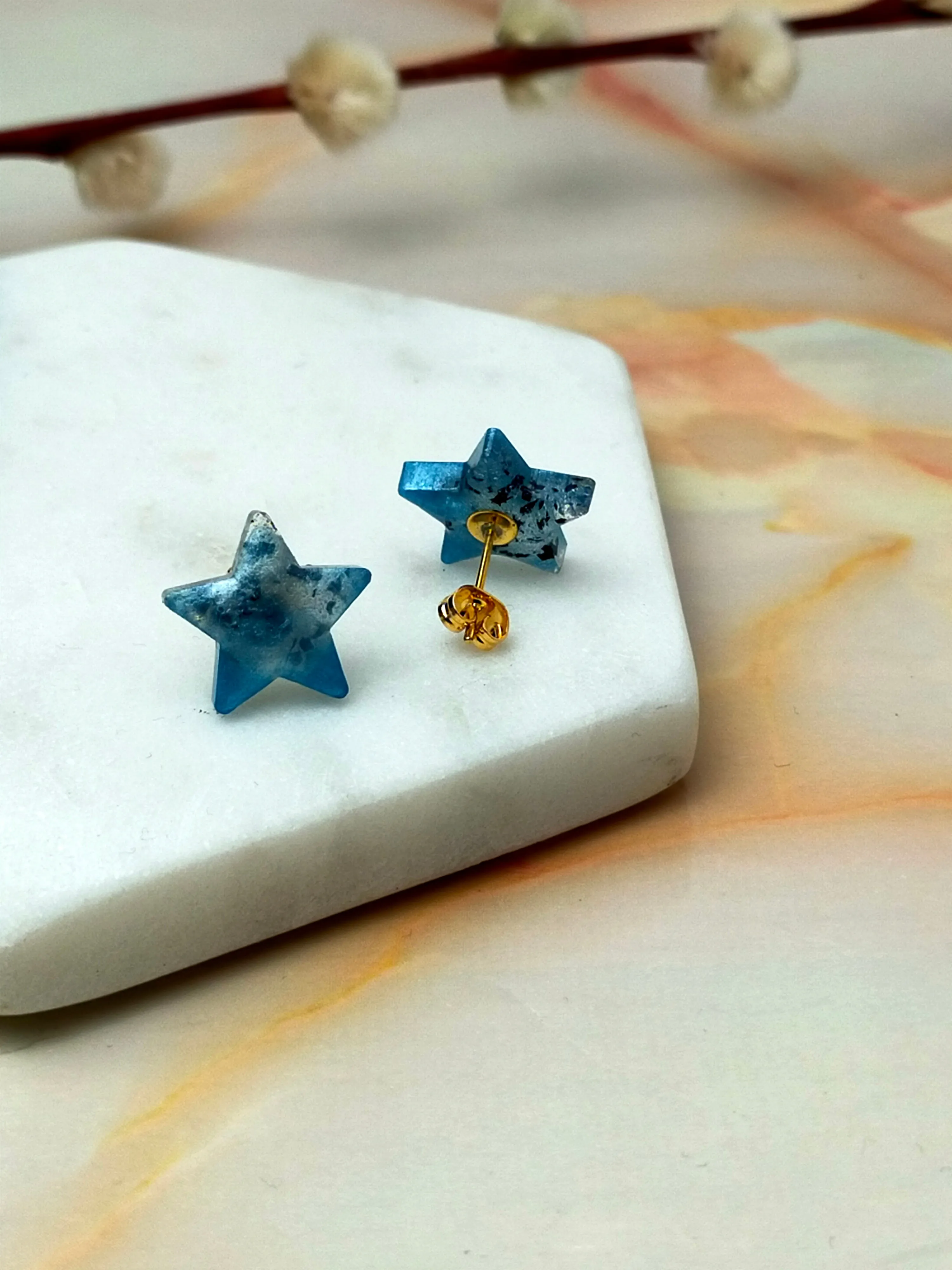 "Selene" Sky Blue Star Stud Earrings