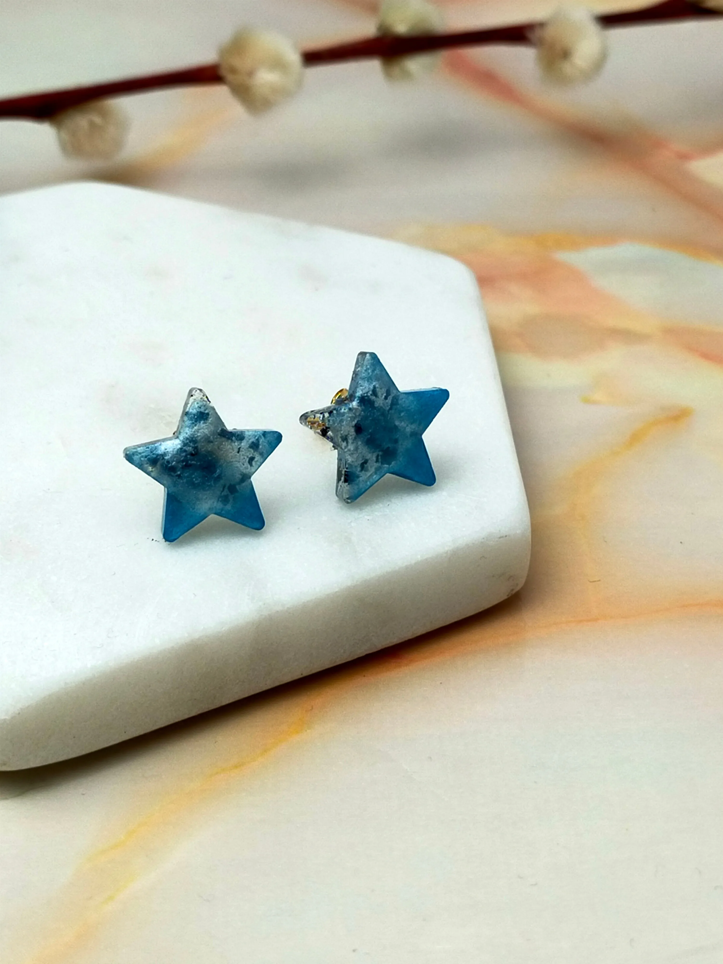 "Selene" Sky Blue Star Stud Earrings