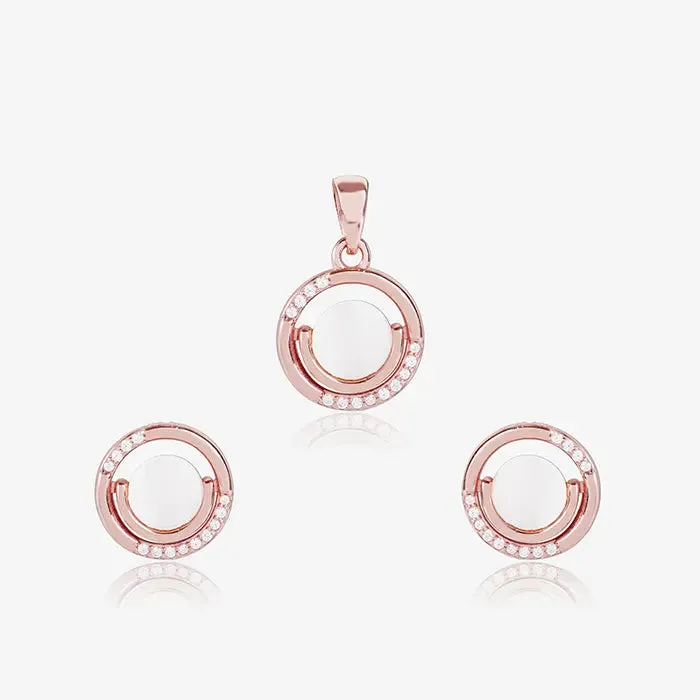 Radiant Circle Zirconia Pendant Set