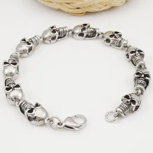 ROCK/PUNK Skull Link Bracelets Hand Chain Casting 316L Stainless Steel Mens Jewellery