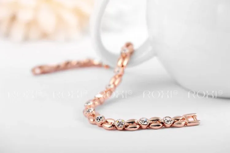 Rose Gold Plated Inlay Cubic Zirconia Wheat-shaped Crystal Bracelets