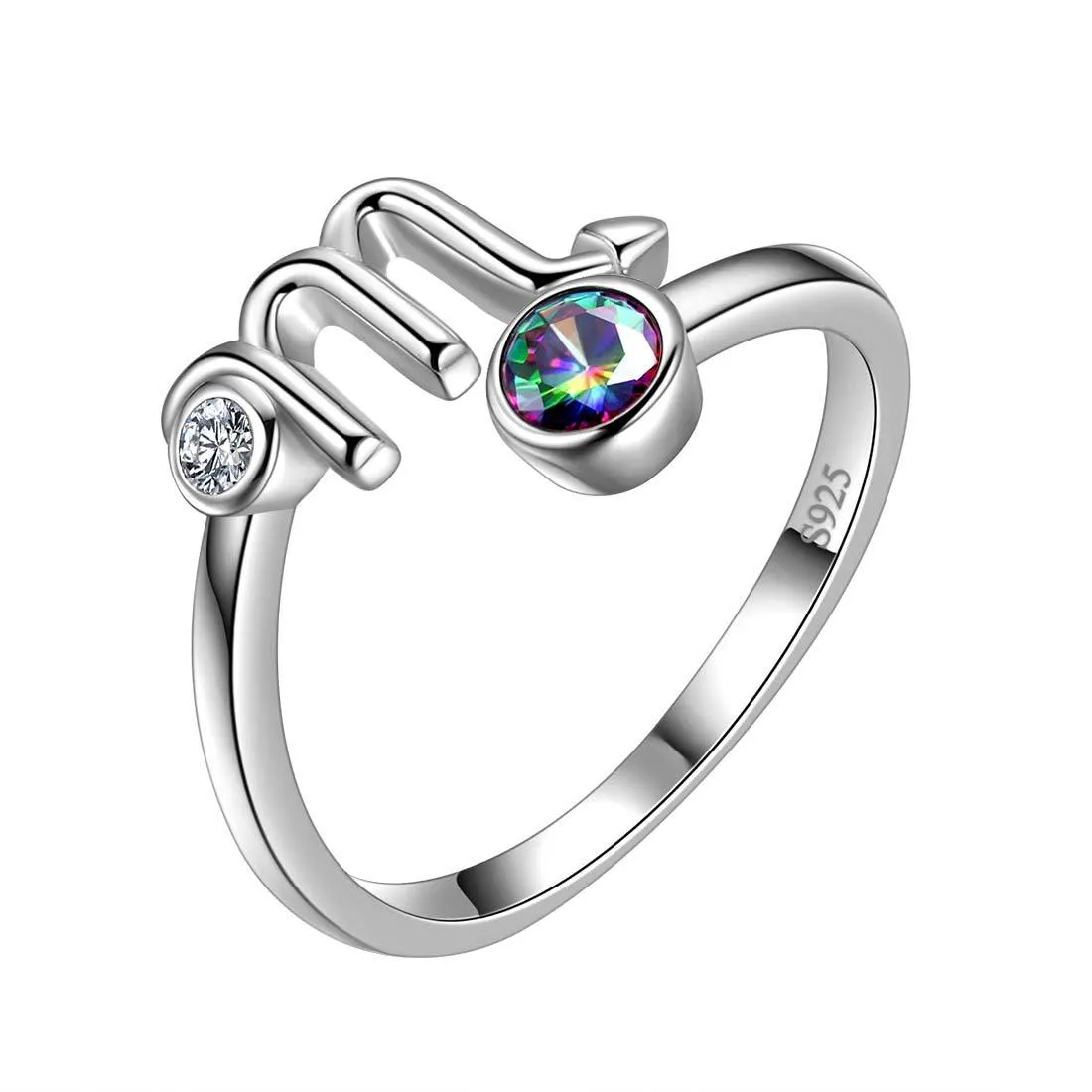 Scorpio Zodiac Rings Women Girls Jewelry Birthday Gift Mystic Topaz 925 Silver