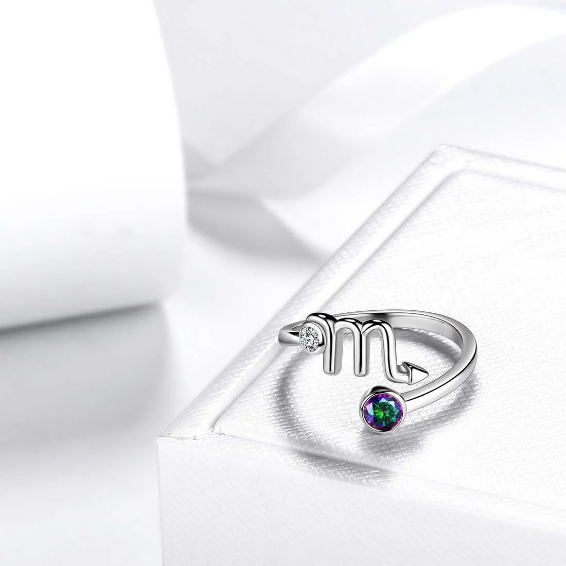 Scorpio Zodiac Rings Women Girls Jewelry Birthday Gift Mystic Topaz 925 Silver