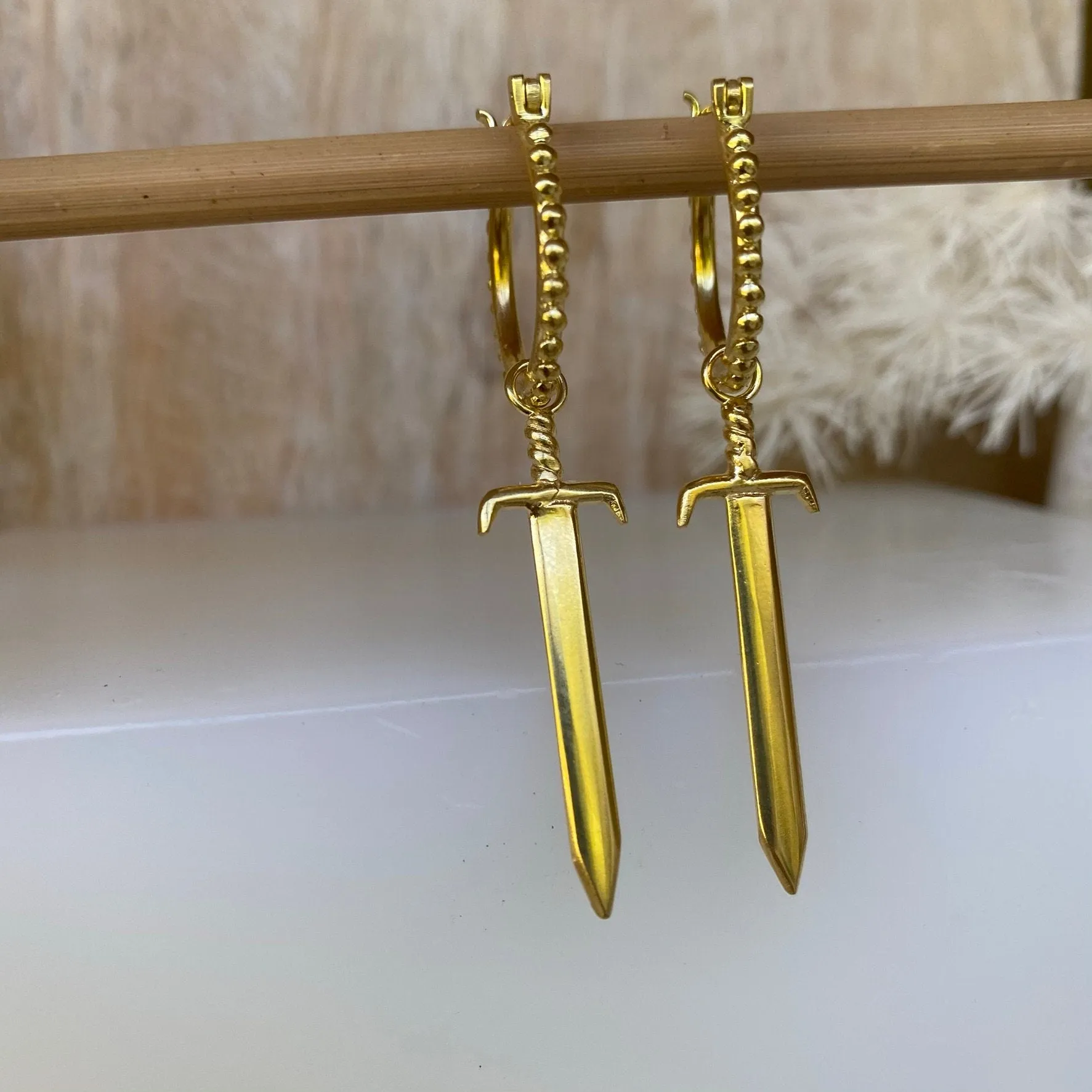 Sierra Sword Gold Earrings