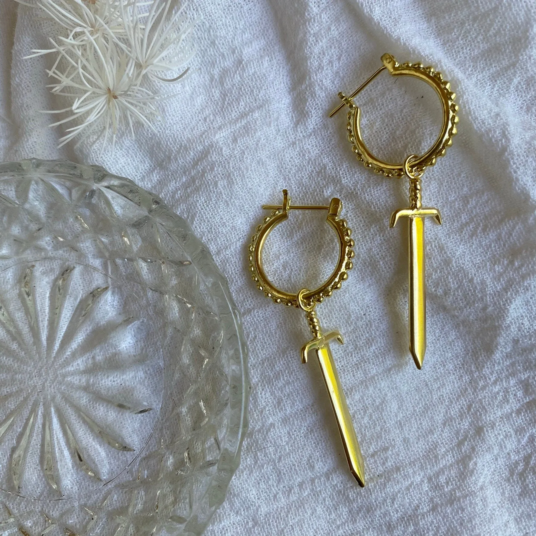 Sierra Sword Gold Earrings