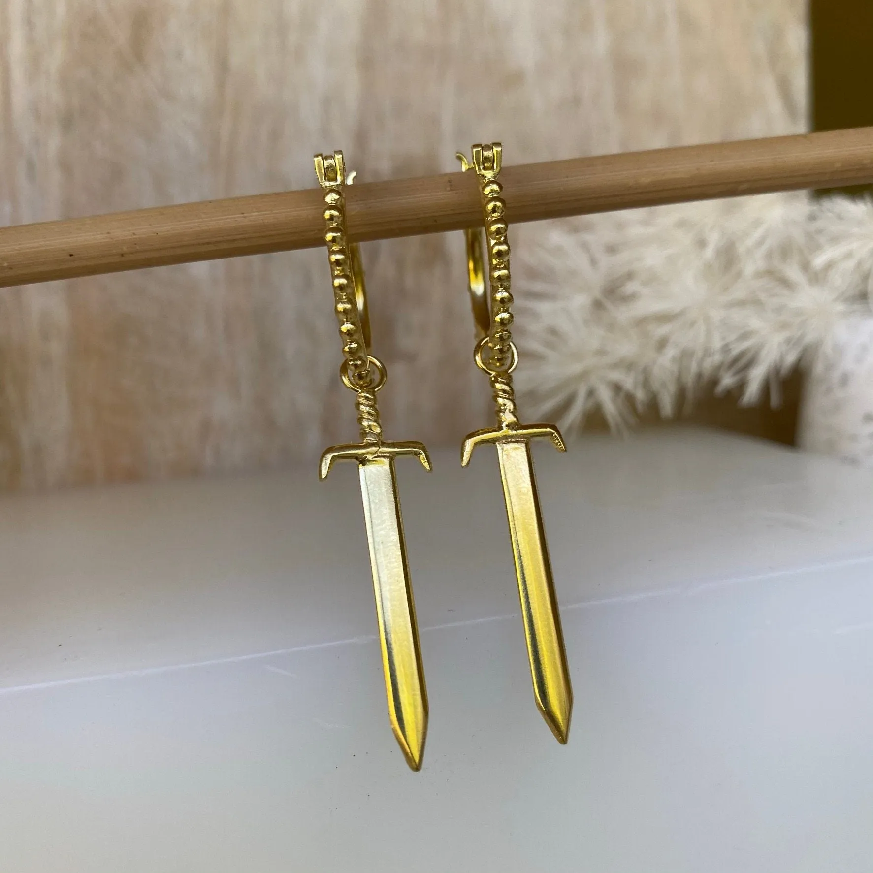 Sierra Sword Gold Earrings