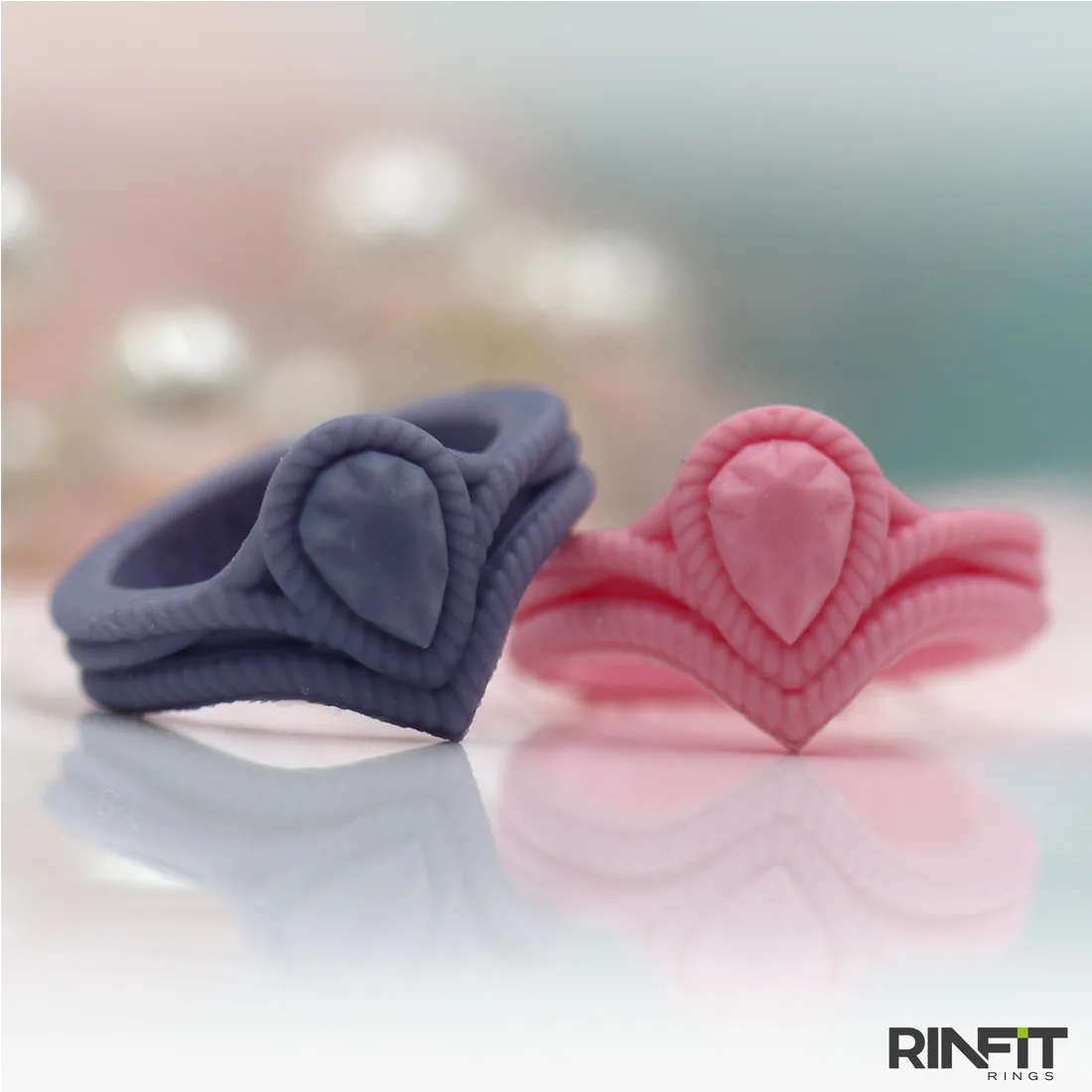 Silicone Pear Diamond Rings - 2 Pack, Stylish Design, Common Colors, U.S. Patent