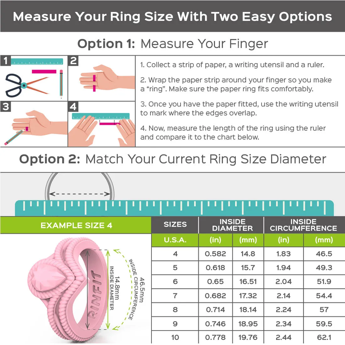 Silicone Pear Diamond Rings - 2 Pack, Stylish Design, Common Colors, U.S. Patent