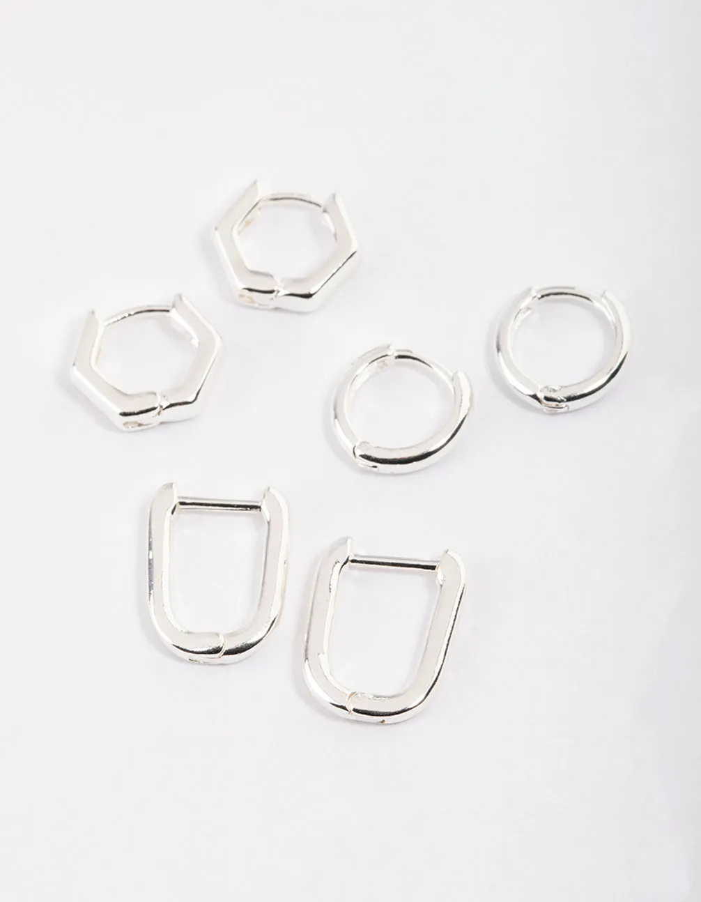 Silver Mini Shape Huggie Earrings Pack