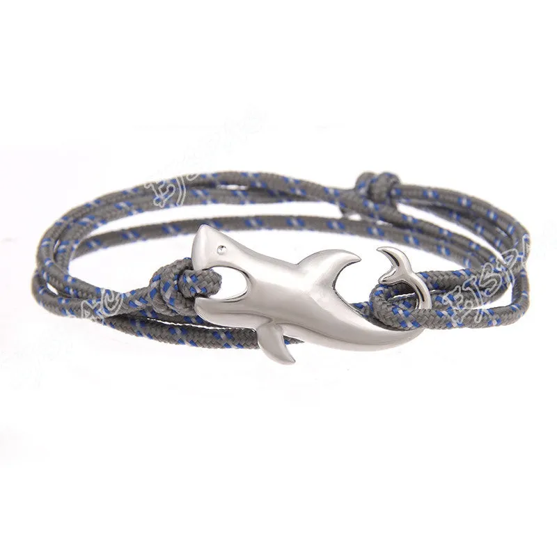 Silver Plated Ocean Shark Rope Bracelet