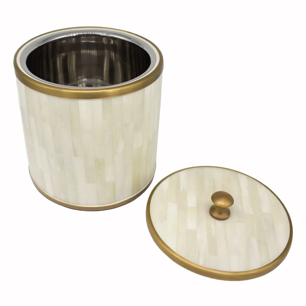 Skylar Natural Bone Ice Bucket by Worlds Away