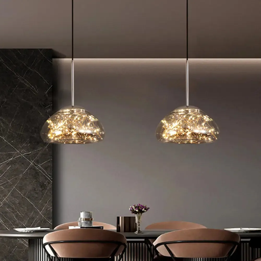 Sleek 1-Light Pendant Lamp with Glass Shade: Minimalist Elegance