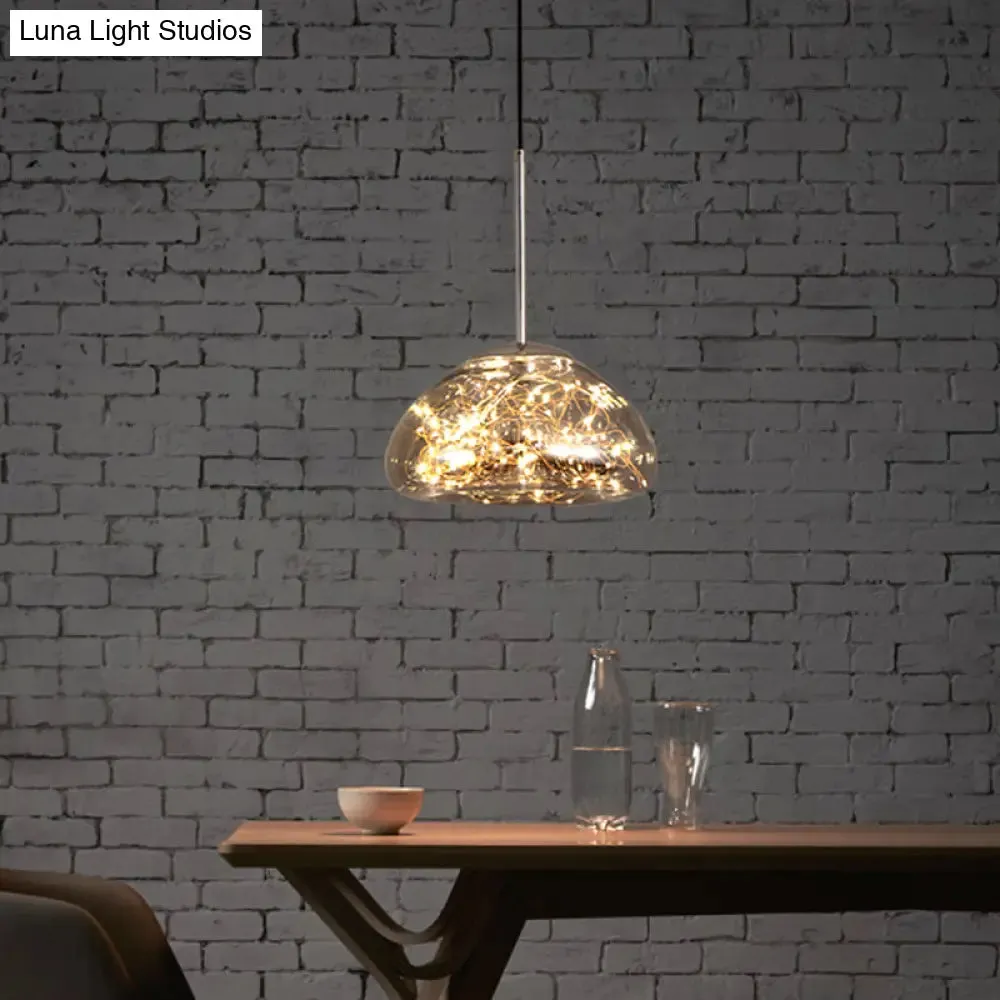 Sleek 1-Light Pendant Lamp with Glass Shade: Minimalist Elegance