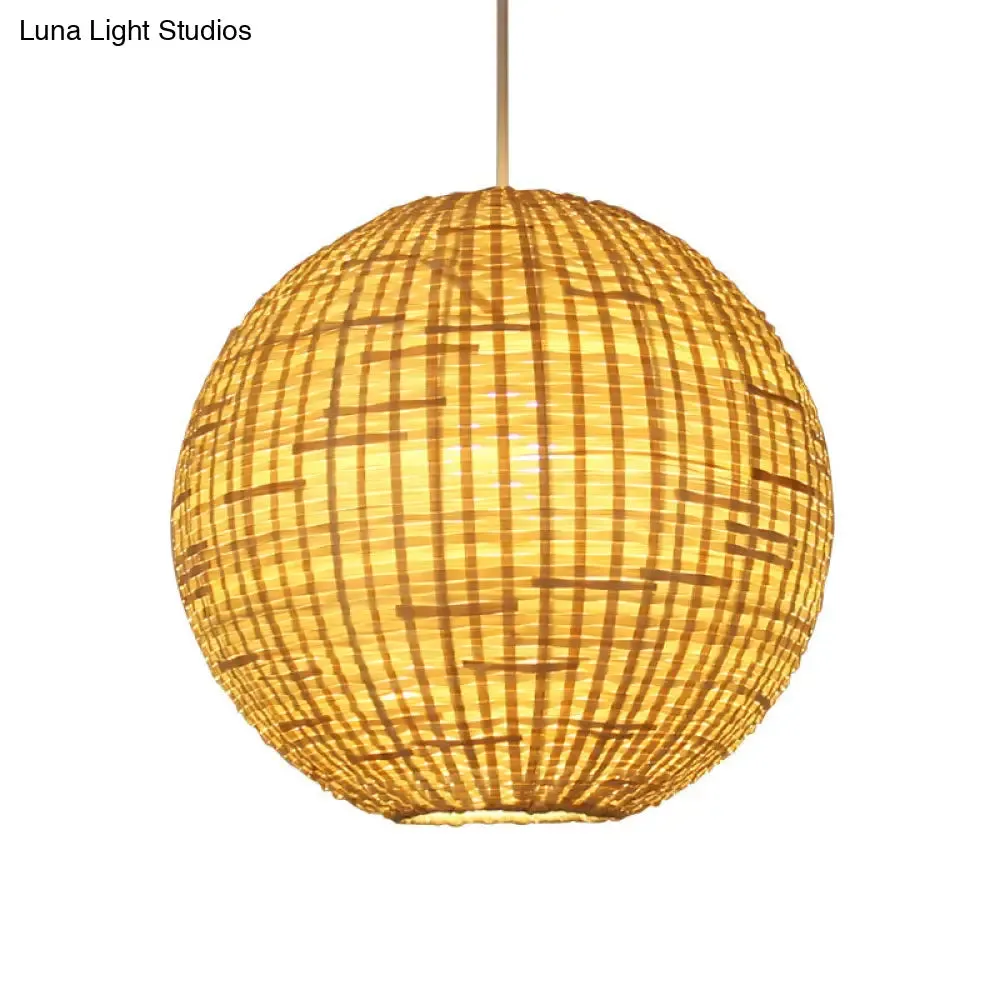 Sleek Bamboo Sphere Pendant Light Kit - 16"/19.5" Wide