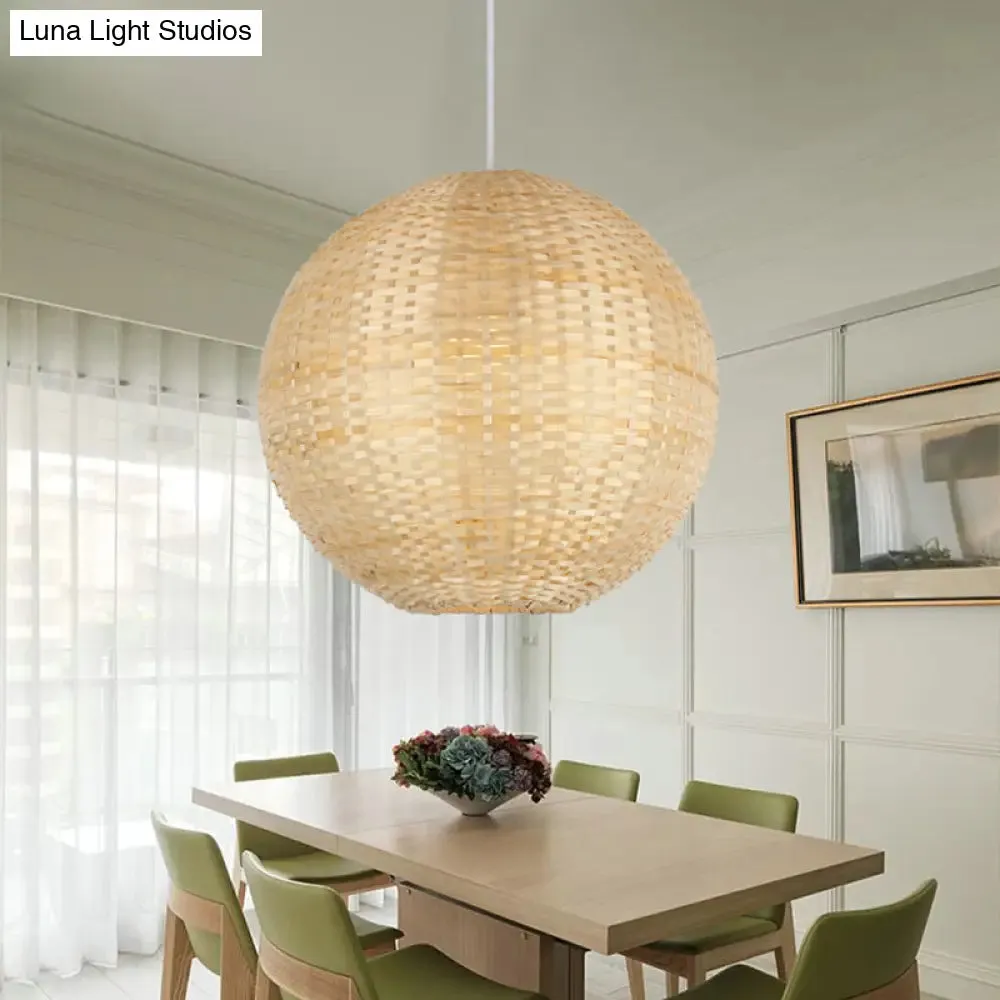 Sleek Bamboo Sphere Pendant Light Kit - 16"/19.5" Wide