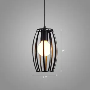 Sleek Black Geometric Iron Hanging Pendant Light Fixture - Simplicity with 1 Bulb for Corridors