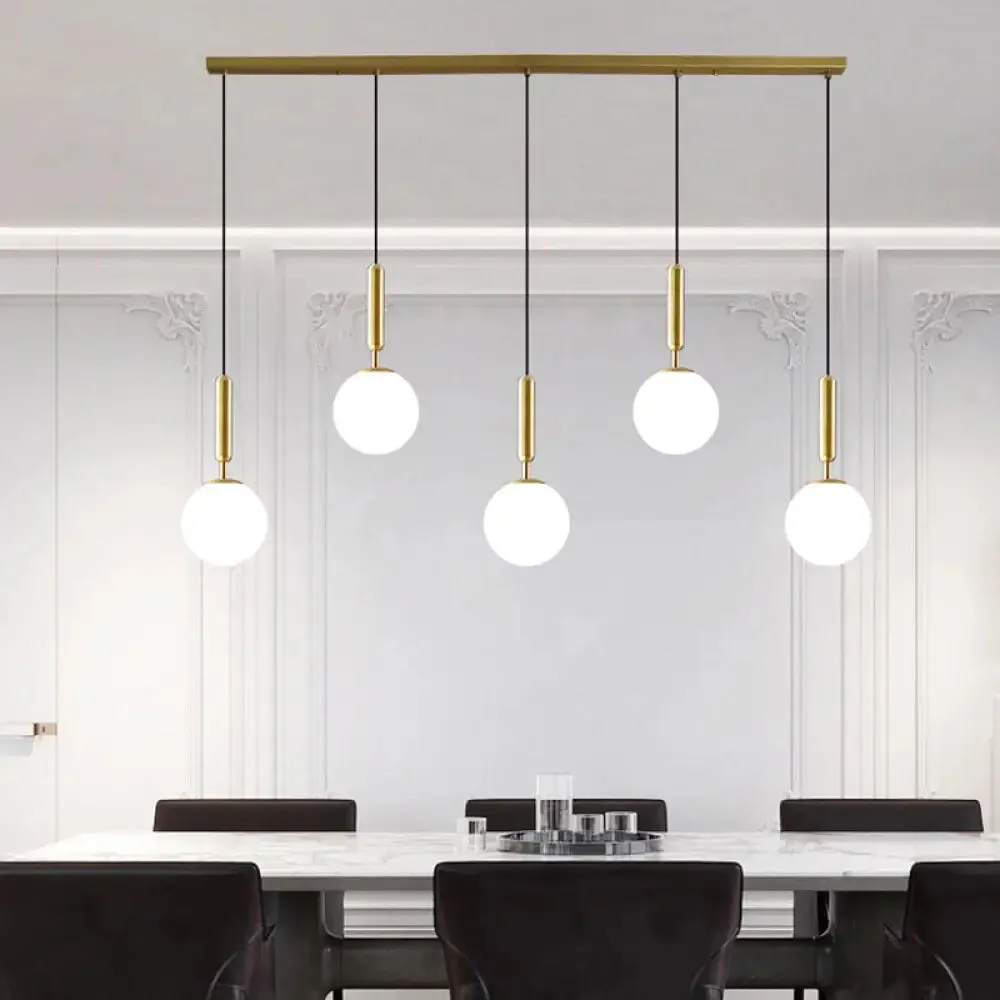 Sleek Brass Ball Pendant Light for Open Kitchen - Simplicity Glass Ceiling Fixture